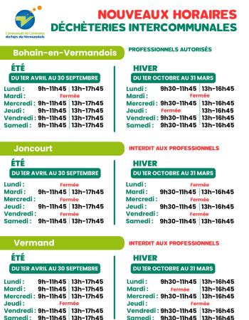 Horaires déchèteries Vermandois